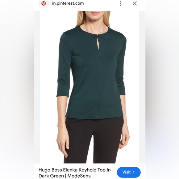 Hugo Boss “Elenka” black jersey blouse! 3/4 sleeves! Boxy style! Key hole. Small - Picture 8 of 15